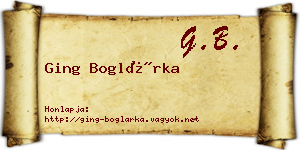 Ging Boglárka névjegykártya